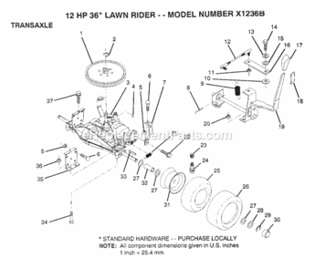 Page P Diagram and Parts List for X1236B 1991 Husqvarna Lawn Tractor