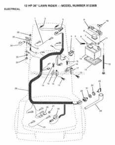 Page C Diagram and Parts List for X1236B 1991 Husqvarna Lawn Tractor