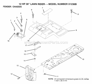 Page E Diagram and Parts List for X1236B 1991 Husqvarna Lawn Tractor