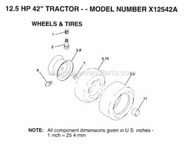 Page K Diagram and Parts List for X12542A 1993 Husqvarna Lawn Tractor