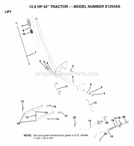 Page F Diagram and Parts List for X12542A 1993 Husqvarna Lawn Tractor