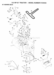 Page G Diagram and Parts List for X12542A 1993 Husqvarna Lawn Tractor