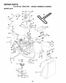 Page J Diagram and Parts List for X125R38A 1993 Husqvarna Lawn Tractor