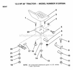Page L Diagram and Parts List for X125R38A 1993 Husqvarna Lawn Tractor