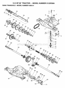 Page O Diagram and Parts List for X125R38A 1993 Husqvarna Lawn Tractor