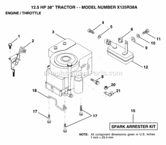 Page E Diagram and Parts List for X125R38A 1993 Husqvarna Lawn Tractor