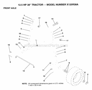 Page G Diagram and Parts List for X125R38A 1993 Husqvarna Lawn Tractor