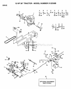 Page C Diagram and Parts List for X12D38B 1992 Husqvarna Lawn Tractor