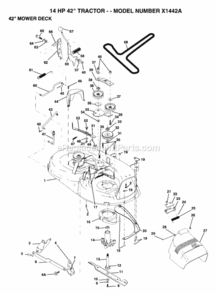 Page G Diagram and Parts List for X1442A 1993 Husqvarna Lawn Tractor