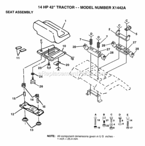 Page H Diagram and Parts List for X1442A 1993 Husqvarna Lawn Tractor