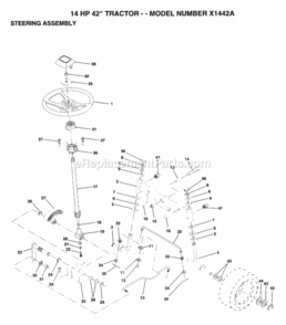 Page I Diagram and Parts List for X1442A 1993 Husqvarna Lawn Tractor