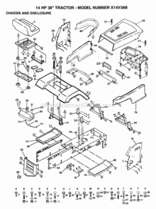 Page A Diagram and Parts List for X14V38B 1992 Husqvarna Lawn Tractor