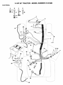 Page D Diagram and Parts List for X14V38B 1992 Husqvarna Lawn Tractor