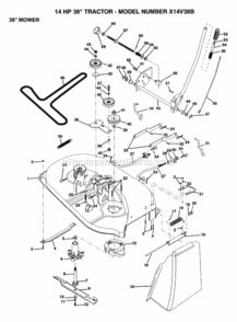 Page E Diagram and Parts List for X14V38B 1992 Husqvarna Lawn Tractor
