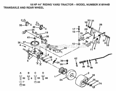 Page A Diagram and Parts List for X18V44B 1991 Husqvarna Lawn Tractor