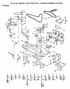 Page B Diagram and Parts List for X18V44B 1991 Husqvarna Lawn Tractor
