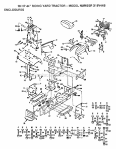 Page E Diagram and Parts List for X18V44B 1991 Husqvarna Lawn Tractor