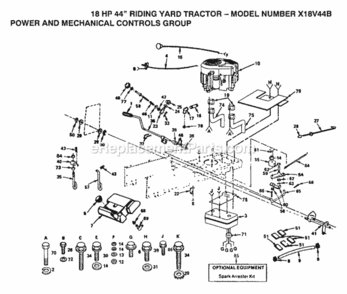 Page F Diagram and Parts List for X18V44B 1991 Husqvarna Lawn Tractor