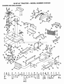 Page A Diagram and Parts List for X18V44C 1992 Husqvarna Lawn Tractor
