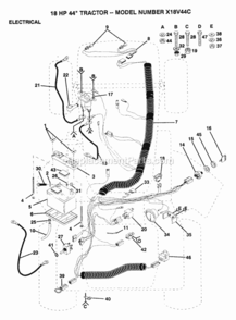 Page D Diagram and Parts List for X18V44C 1992 Husqvarna Lawn Tractor