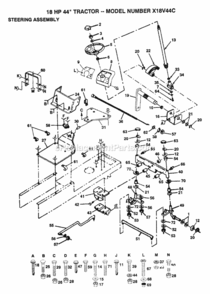 Page G Diagram and Parts List for X18V44C 1992 Husqvarna Lawn Tractor