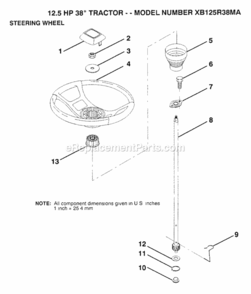 Page N Diagram and Parts List for XB125R38MA 1992 Husqvarna Lawn Tractor