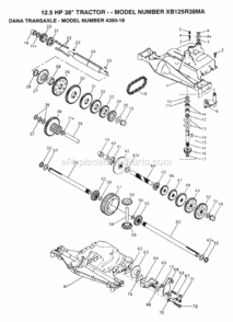 Page O Diagram and Parts List for XB125R38MA 1992 Husqvarna Lawn Tractor