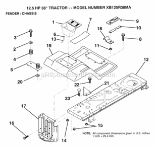 Page F Diagram and Parts List for XB125R38MA 1992 Husqvarna Lawn Tractor