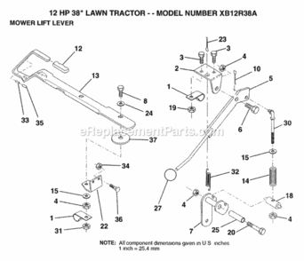 Page K Diagram and Parts List for XB12R38A 1992 Husqvarna Lawn Tractor
