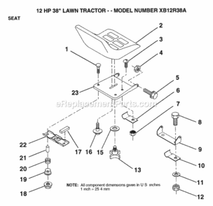 Page L Diagram and Parts List for XB12R38A 1992 Husqvarna Lawn Tractor