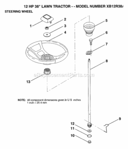 Page N Diagram and Parts List for XB12R38A 1992 Husqvarna Lawn Tractor