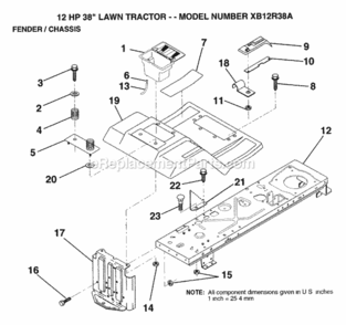 Page F Diagram and Parts List for XB12R38A 1992 Husqvarna Lawn Tractor