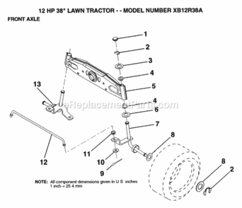 Page G Diagram and Parts List for XB12R38A 1992 Husqvarna Lawn Tractor