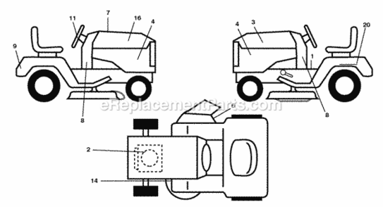 Page B Diagram and Parts List for XT195H42LT 2008-10 Husqvarna Lawn Tractor