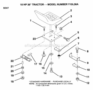 Page L Diagram and Parts List for Y10L36A 1992 Husqvarna Lawn Tractor