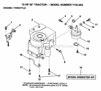 Page E Diagram and Parts List for Y10L36A 1992 Husqvarna Lawn Tractor