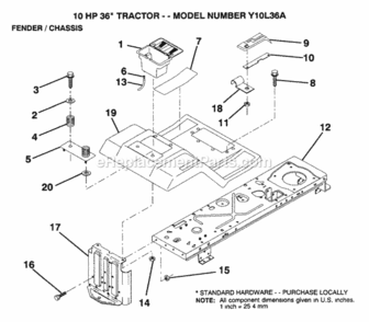 Part Location Diagram of 127115X505 Husqvarna Btry Fender Plate