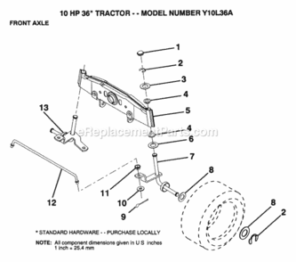 Page G Diagram and Parts List for Y10L36A 1992 Husqvarna Lawn Tractor