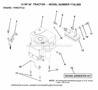 Part Location Diagram of 254707 Husqvarna Engine, Bands 10 Hp