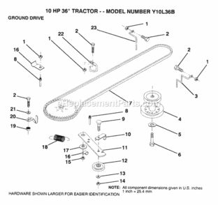 Page H Diagram and Parts List for Y10L36B 1993 Husqvarna Lawn Tractor