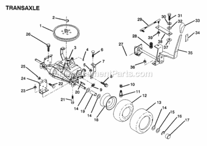 Page O Diagram and Parts List for Y1236C 1991 Husqvarna Lawn Tractor