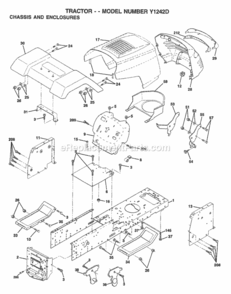 Page A Diagram and Parts List for Y1242D 1999 And Before Husqvarna Lawn Tractor