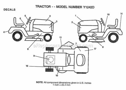 Page B Diagram and Parts List for Y1242D 1999 And Before Husqvarna Lawn Tractor