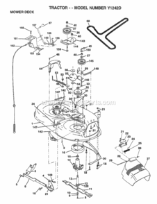 Page F Diagram and Parts List for Y1242D 1999 And Before Husqvarna Lawn Tractor