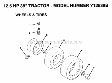 Page H Diagram and Parts List for Y12538B 1992 Husqvarna Lawn Tractor