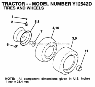 Page K Diagram and Parts List for Y12542D 1995 Husqvarna Lawn Tractor