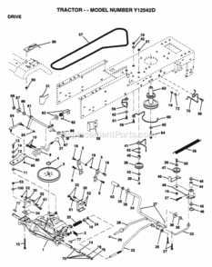 Page C Diagram and Parts List for Y12542D 1995 Husqvarna Lawn Tractor