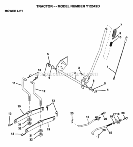 Page G Diagram and Parts List for Y12542D 1995 Husqvarna Lawn Tractor
