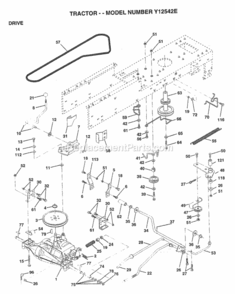 Page C Diagram and Parts List for Y12542E 1999 And Before Husqvarna Lawn Tractor