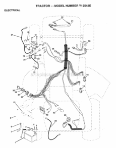 Page D Diagram and Parts List for Y12542E 1999 And Before Husqvarna Lawn Tractor